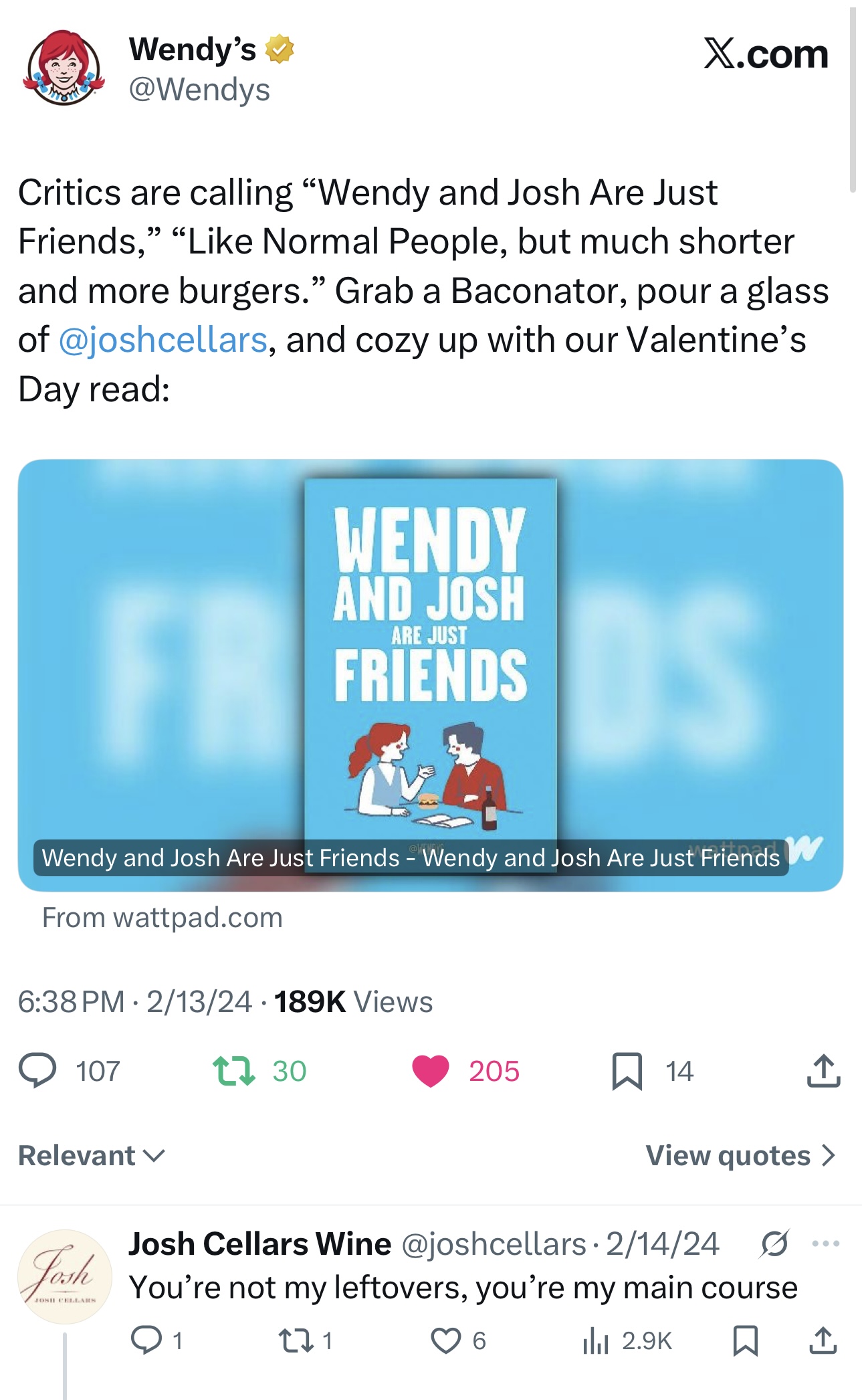 Wendy's & Josh Pairing